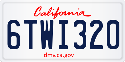 CA license plate 6TWI320