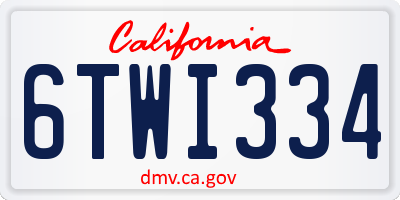 CA license plate 6TWI334