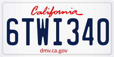 CA license plate 6TWI340