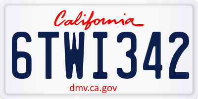 CA license plate 6TWI342