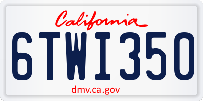 CA license plate 6TWI350