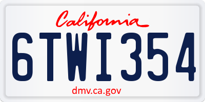 CA license plate 6TWI354