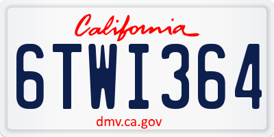 CA license plate 6TWI364