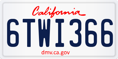 CA license plate 6TWI366