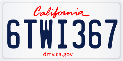 CA license plate 6TWI367