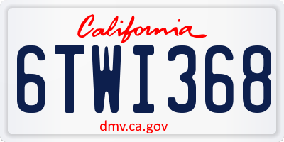 CA license plate 6TWI368