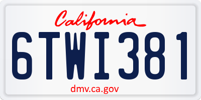 CA license plate 6TWI381