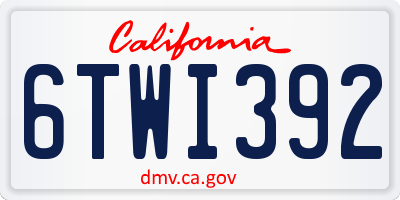 CA license plate 6TWI392