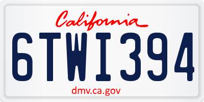 CA license plate 6TWI394