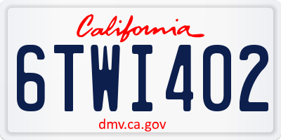 CA license plate 6TWI402