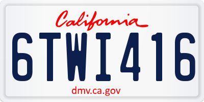 CA license plate 6TWI416