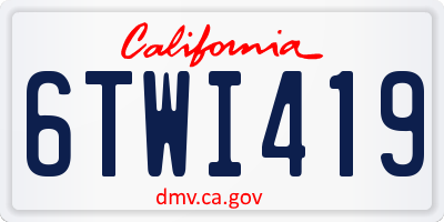 CA license plate 6TWI419