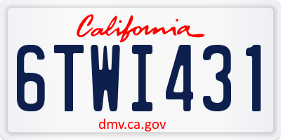 CA license plate 6TWI431