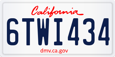 CA license plate 6TWI434