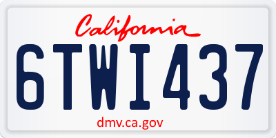 CA license plate 6TWI437