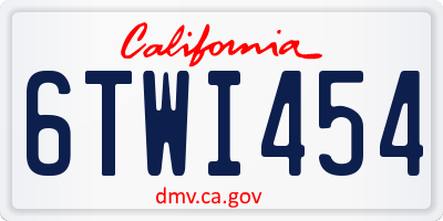 CA license plate 6TWI454