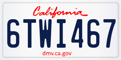 CA license plate 6TWI467