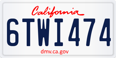 CA license plate 6TWI474