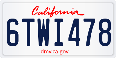CA license plate 6TWI478