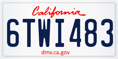 CA license plate 6TWI483