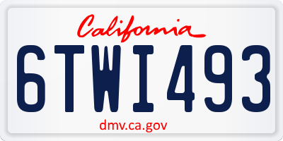 CA license plate 6TWI493