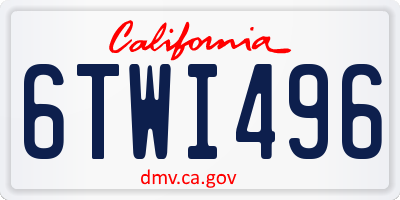 CA license plate 6TWI496