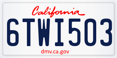 CA license plate 6TWI503