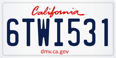 CA license plate 6TWI531