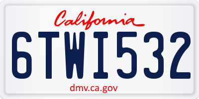 CA license plate 6TWI532