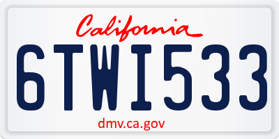 CA license plate 6TWI533