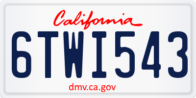 CA license plate 6TWI543