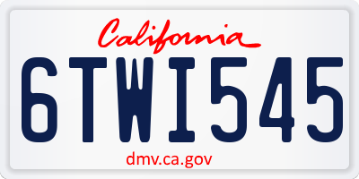 CA license plate 6TWI545