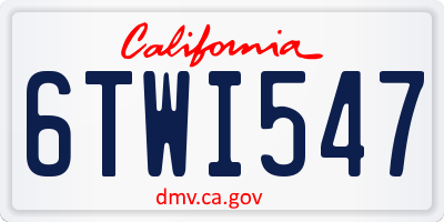 CA license plate 6TWI547