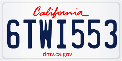CA license plate 6TWI553