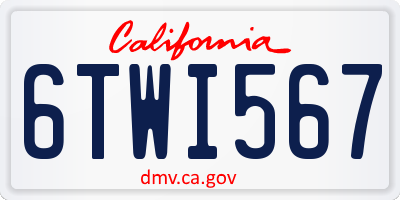 CA license plate 6TWI567