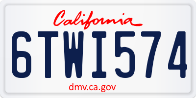 CA license plate 6TWI574