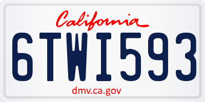 CA license plate 6TWI593