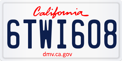 CA license plate 6TWI608