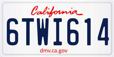 CA license plate 6TWI614