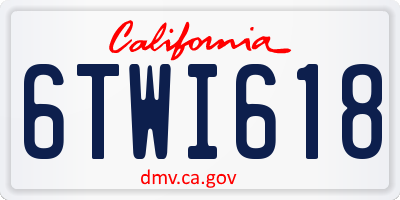 CA license plate 6TWI618