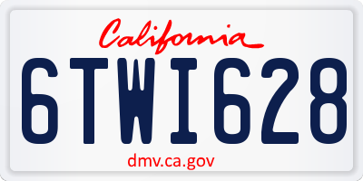 CA license plate 6TWI628