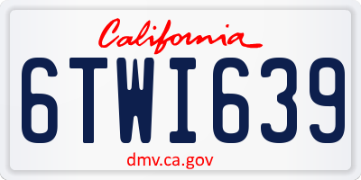 CA license plate 6TWI639