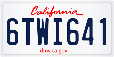 CA license plate 6TWI641