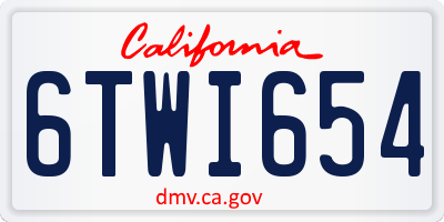 CA license plate 6TWI654