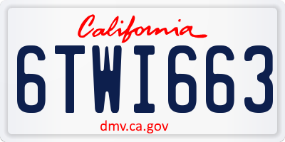 CA license plate 6TWI663