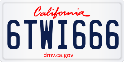 CA license plate 6TWI666