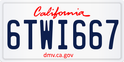 CA license plate 6TWI667