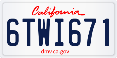 CA license plate 6TWI671