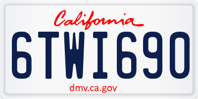 CA license plate 6TWI690