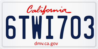 CA license plate 6TWI703